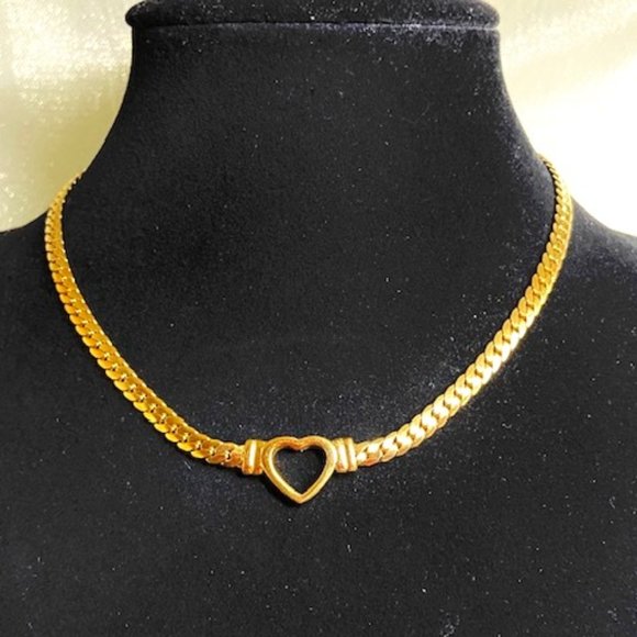 💖Gold Tone Herringbone Necklace & Bracelet Set with a Heart in the Center /NS- - Picture 3 of 3
